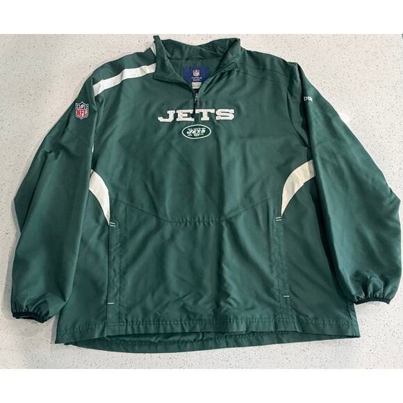 Reebok Other - *VTG* Reebok NFL New York Jets Men's Green 1/4 Zip Vented Windbreaker Size XL